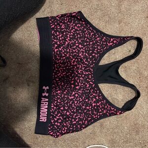 Under Armour Black and Pink Patterned Sports Bra